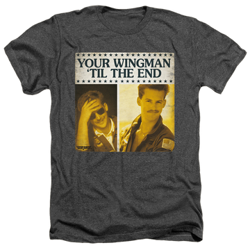 Charcoal men's heather t-shirt with Top Gun Til The End graphic