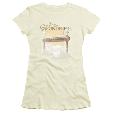 Cream juniors t-shirt with It's a Wonderful Life Wonderful Story graphic