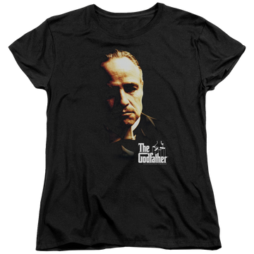 Black women's t-shirt with The Godfather Don Vito graphic