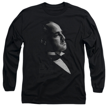 Black men's long sleeve t-shirt with The Godfather Graphic Vito graphic