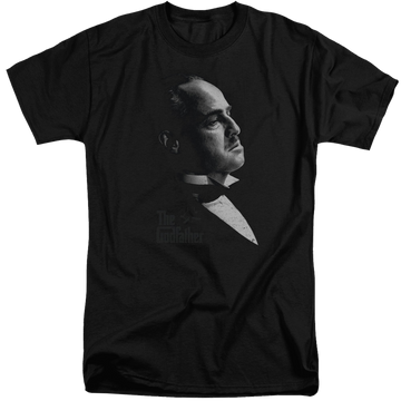 Black men's tall fit t-shirt with The Godfather Graphic Vito graphic