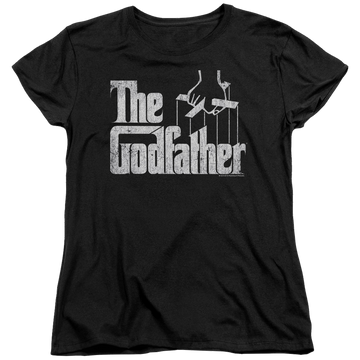 Black women's t-shirt with The Godfather Logo graphic