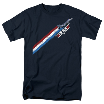 Navy men's regular fit t-shirt with Top Gun Stripes graphic