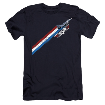 Navy men's premium slim fit t-shirt with Top Gun Stripes graphic