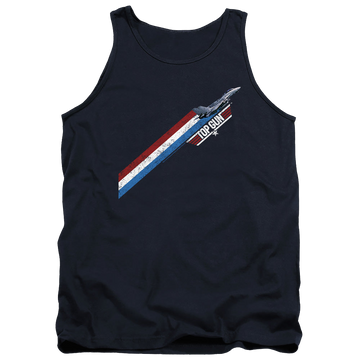 Navy men's tank with Top Gun Stripes graphic