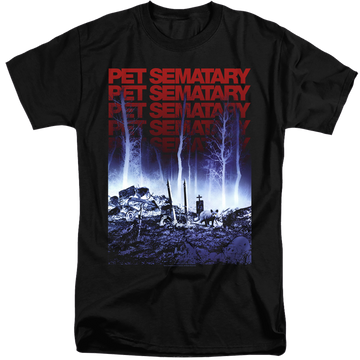 Black men's tall fit t-shirt with Pet Sematary Sematary graphic