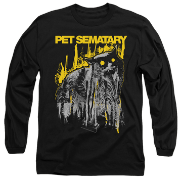 Black men's long sleeve t-shirt with Pet Sematary Decay graphic