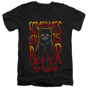 Black men's v-neck t-shirt with Pet Sematary Dead Is Better graphic