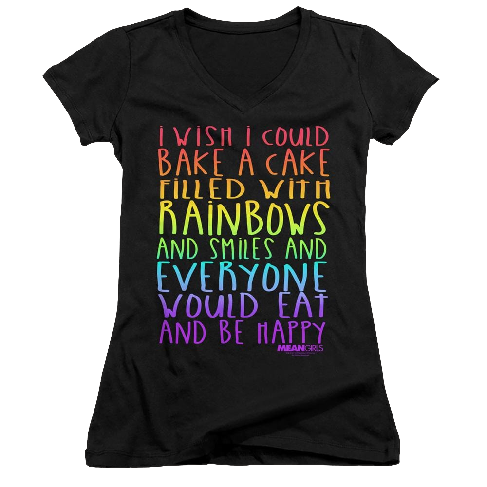 Mean Girls Rainbows And Cake - Juniors V-Neck T-Shirt Juniors V-Neck T-Shirt Mean Girls   