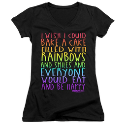 Mean Girls Rainbows And Cake - Juniors V-Neck T-Shirt Juniors V-Neck T-Shirt Mean Girls   