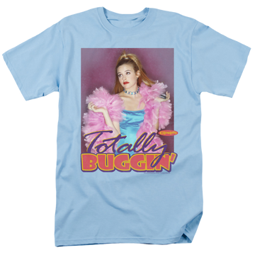 Light blue men's regular fit t-shirt with Clueless Totally Buggin graphic