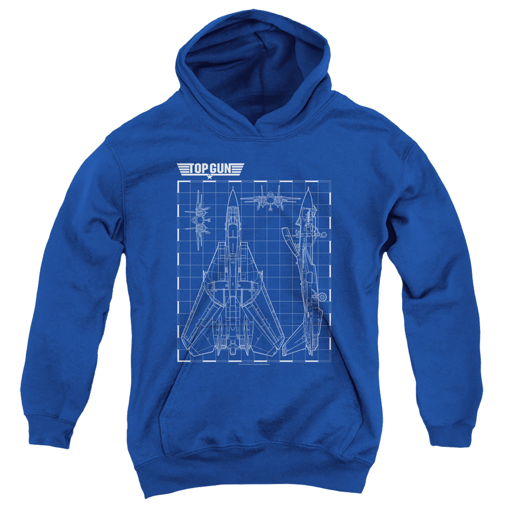 Top Gun Schematic - Youth Hoodie Youth Hoodie (Ages 8-12) Top Gun   