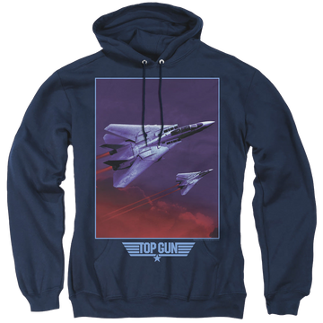 Navy pullover hoodie with Top Gun Clouds graphic