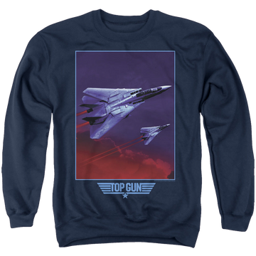 Navy men's crewneck sweatshirt with Top Gun Clouds graphic