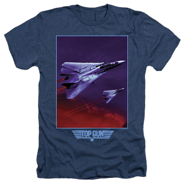 Navy men's heather t-shirt with Top Gun Clouds graphic