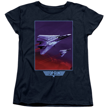 Navy women's t-shirt with Top Gun Clouds graphic