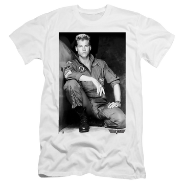 White men's premium slim fit t-shirt with Top Gun Fresh Ice graphic