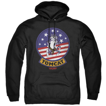 Black pullover hoodie with Top Gun Tomcat Sigil graphic