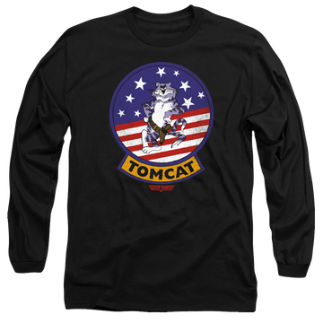 Black men's long sleeve t-shirt with Top Gun Tomcat Sigil graphic
