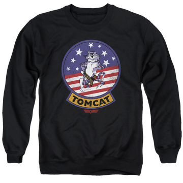 Black men's crewneck sweatshirt with Top Gun Tomcat Sigil graphic