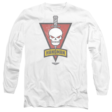 White men's long sleeve t-shirt with Top Gun Maverick Hangman Call Sign graphic