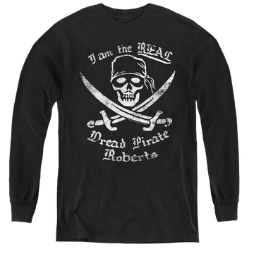 Black youth long sleeve t-shirt with The Princess Bride The Real Dpr graphic