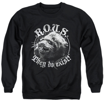 Black men's crewneck sweatshirt with The Princess Bride They Do Exist graphic