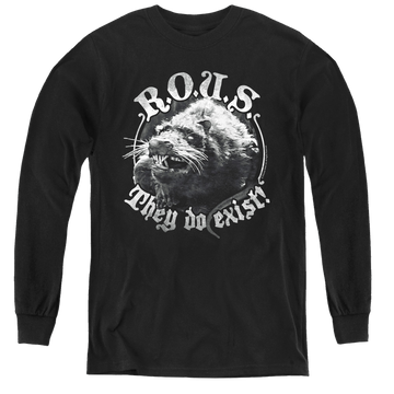 Black youth long sleeve t-shirt with The Princess Bride They Do Exist graphic