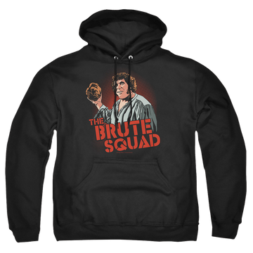 Black pullover hoodie with The Princess Bride Brute Squad graphic