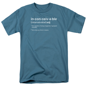 Slate men's regular fit t-shirt with The Princess Bride Definition graphic