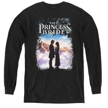 Black youth long sleeve t-shirt with The Princess Bride Storybook Love graphic