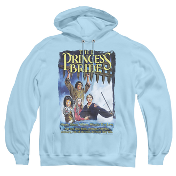 Light blue pullover hoodie with The Princess Bride Alt Poster graphic