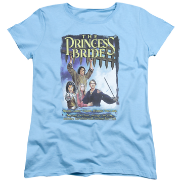 Light blue women's t-shirt with The Princess Bride Alt Poster graphic