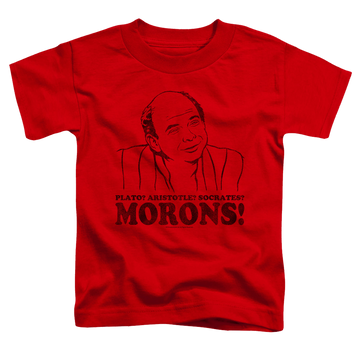 Red kid's t-shirt for ages 4 to 7 with The Princess Bride Morons graphic