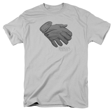 Silver men's regular fit t-shirt with The Princess Bride Six Fingered Glove graphic