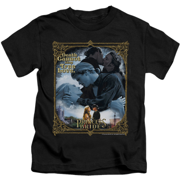 Black kid's t-shirt for ages 4 to 7 with The Princess Bride Timeless graphic
