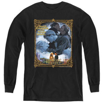 Black youth long sleeve t-shirt with The Princess Bride Timeless graphic
