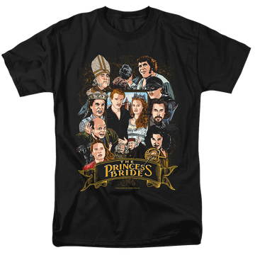 Black men's regular fit t-shirt with The Princess Bride Players graphic
