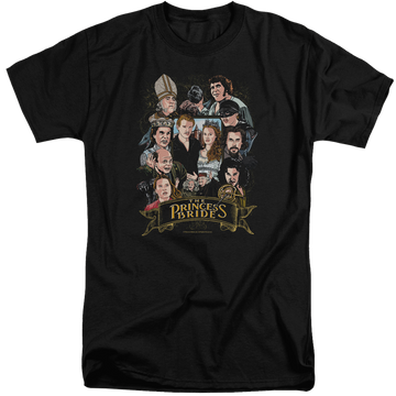 Black men's tall fit t-shirt with The Princess Bride Players graphic