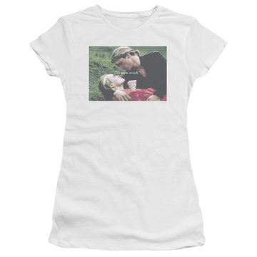 White juniors t-shirt with The Princess Bride As You Wish graphic