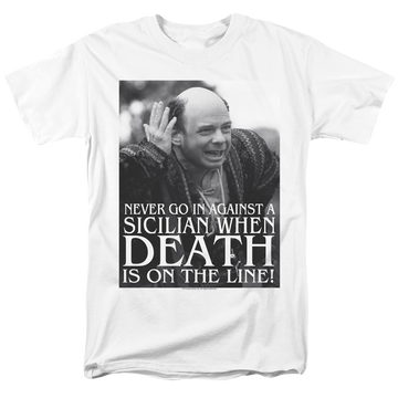 White men's regular fit t-shirt with The Princess Bride Sicilian graphic