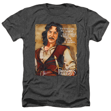 Charcoal men's heather t-shirt with The Princess Bride Word graphic