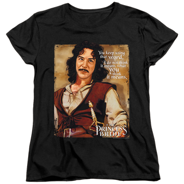 Black women's t-shirt with The Princess Bride Word graphic