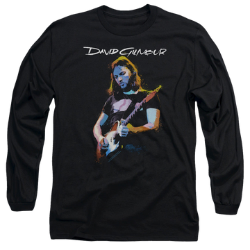 Black men's long sleeve t-shirt with David Gilmour Guitar Gilmour graphic