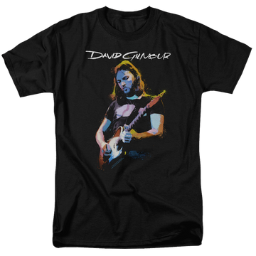 Black men's regular fit t-shirt with David Gilmour Guitar Gilmour graphic