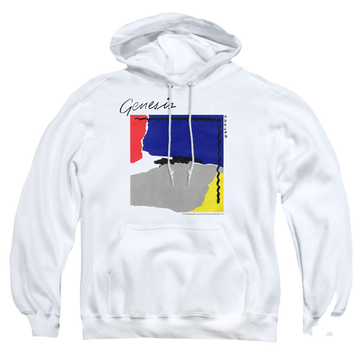 White pullover hoodie with Genesis Abacab graphic