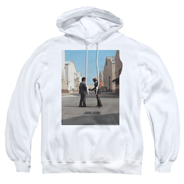White pullover hoodie with Pink Floyd Wish You Were Here graphic