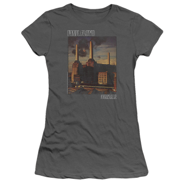 Charcoal juniors t-shirt with Pink Floyd Faded Animals graphic