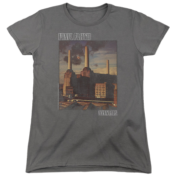 Charcoal women's t-shirt with Pink Floyd Faded Animals graphic