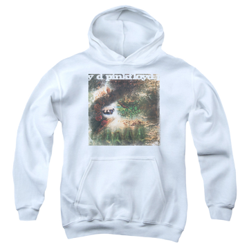 White youth hoodie for ages 8 to 12 with Pink Floyd Saucerful Of Secrets graphic